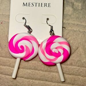 Pink & white lollipop earrings
